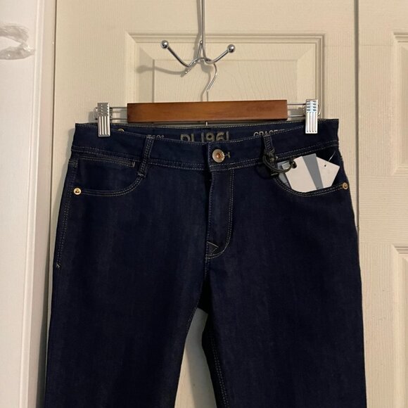 DL1961 Women NWT Dark Grace High-Rise Straight 4Way Stretch 360 Comfort Jeans 28 - Picture 9 of 12